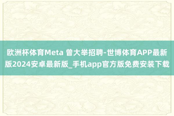 欧洲杯体育Meta 曾大举招聘-世博体育APP最新版2024安卓最新版_手机app官方版免费安装下载